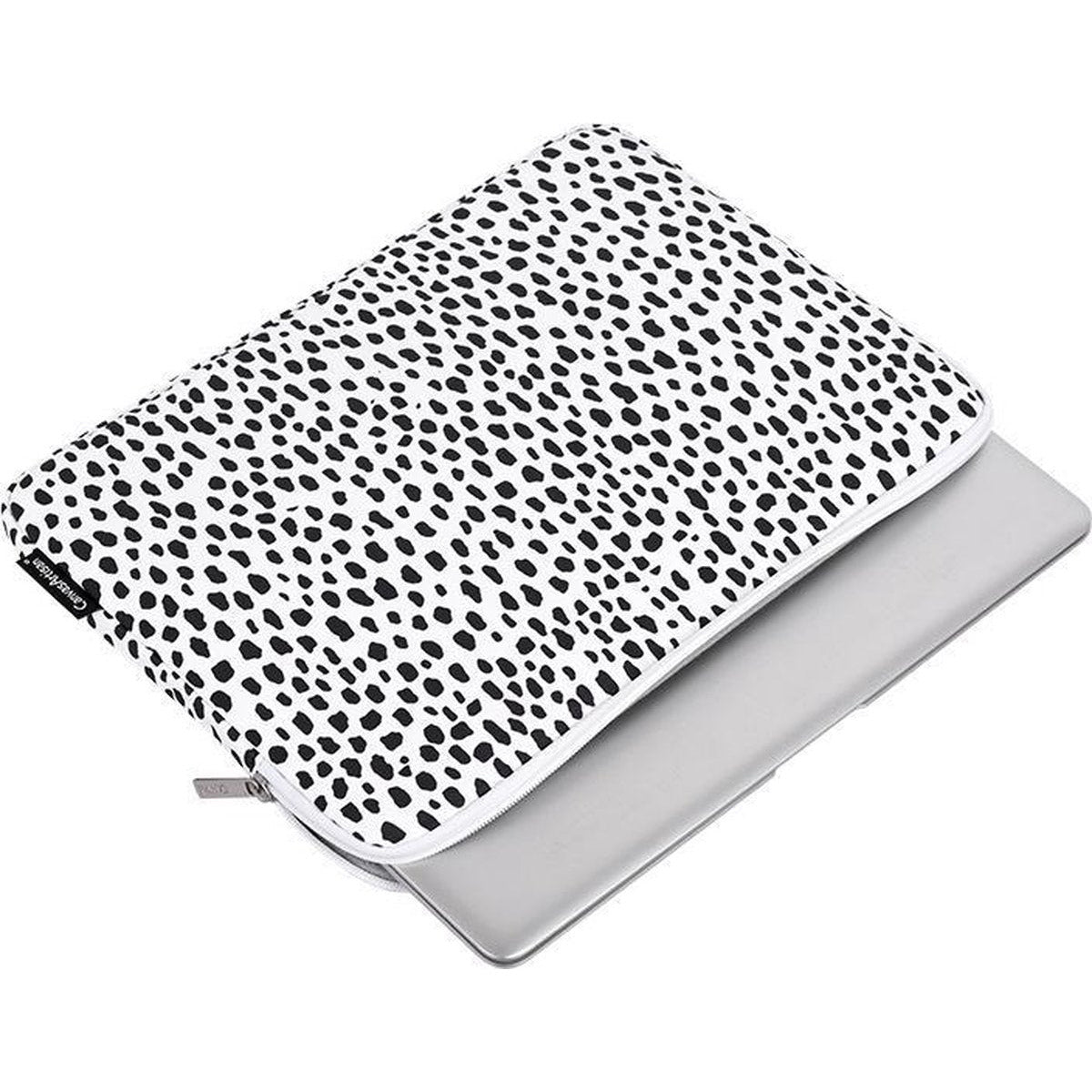 Laptophoes 12 Inch - Sleeve - Panterprint Wit