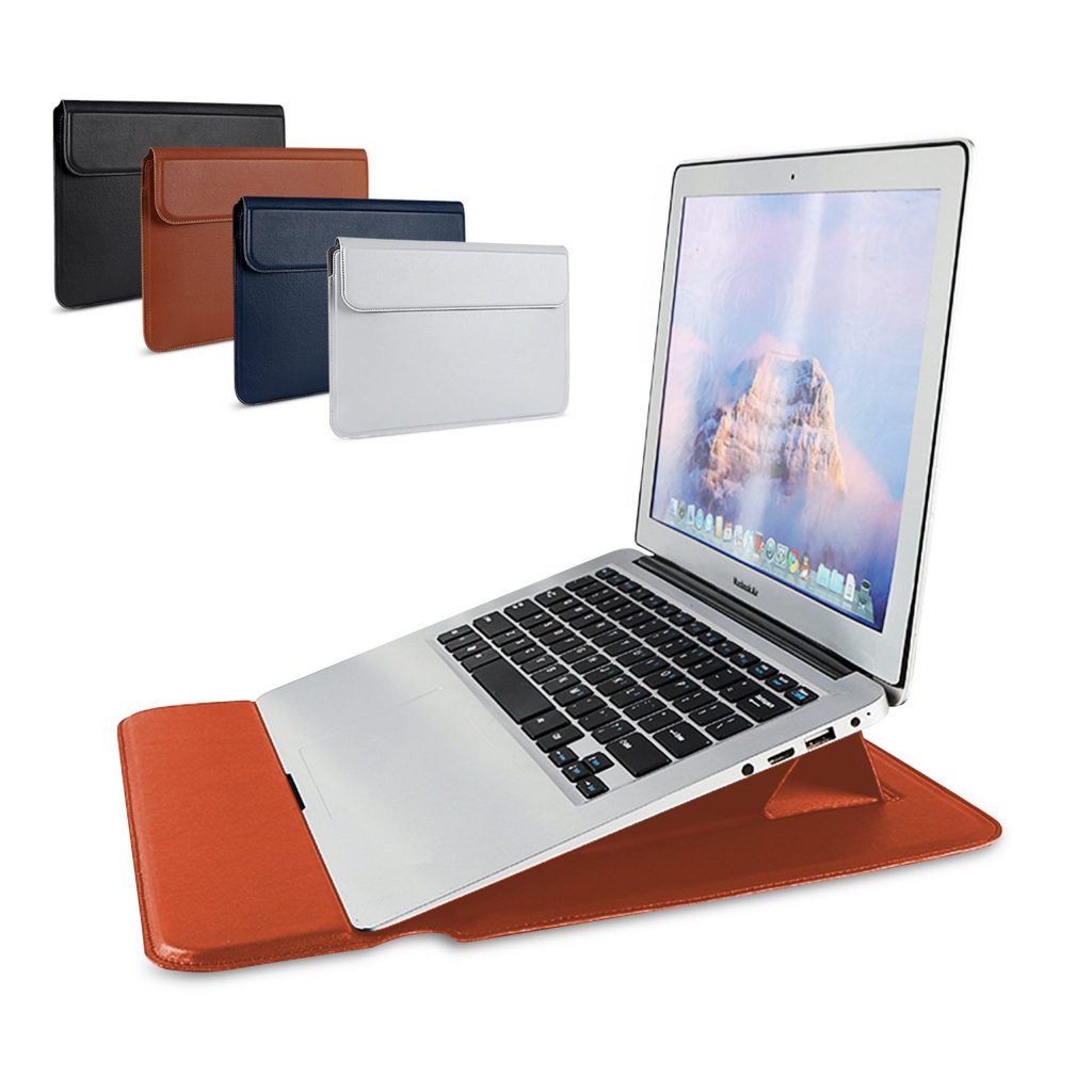 Laptophoes 13.3 Inch - Classic Ergonomische Sleeve - Bruin Leer - 123laptophoezen.nl
