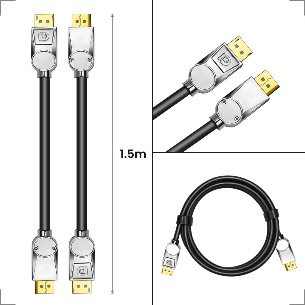 Displayport 1.4 Kabel Zilver 1.5 Meter – 8K 60Hz – 4K 144 Hz - Gecertificeerd - 123laptophoezen.nl