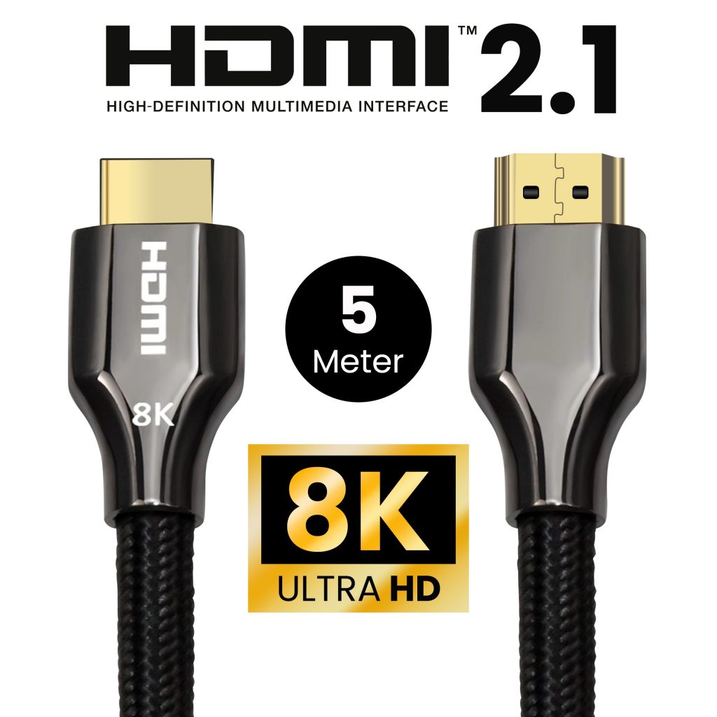 HDMI 2.1 Ultra High Speed Kabel 5 meter – Nylon - 123laptophoezen.nl