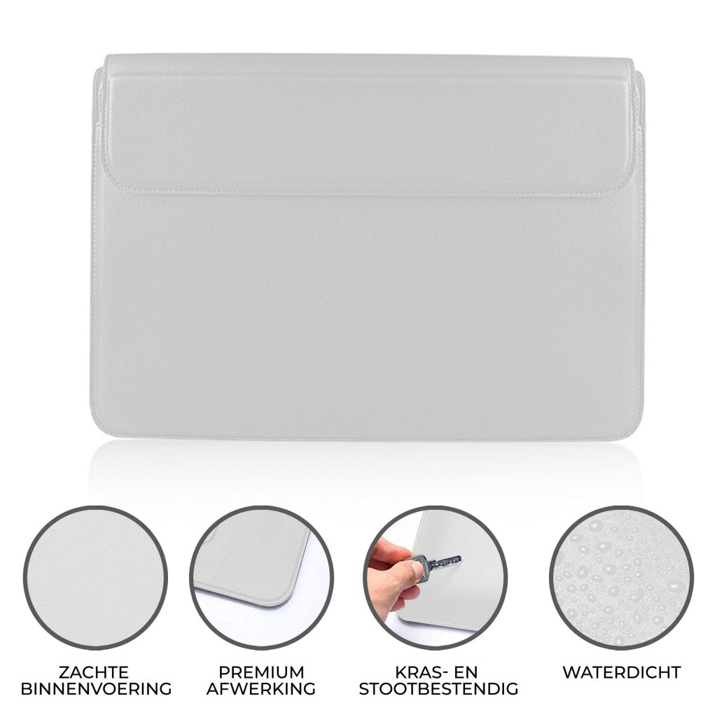 Laptophoes 13.3 Inch - Classic Ergonomische Sleeve - Wit Leer - 123laptophoezen.nl