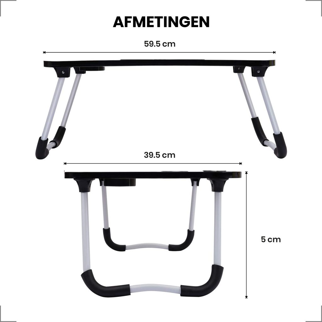 Laptoptafel MDF Hout - Bedtafel / Ontbijttafel - Zwart - 123laptophoezen.nl