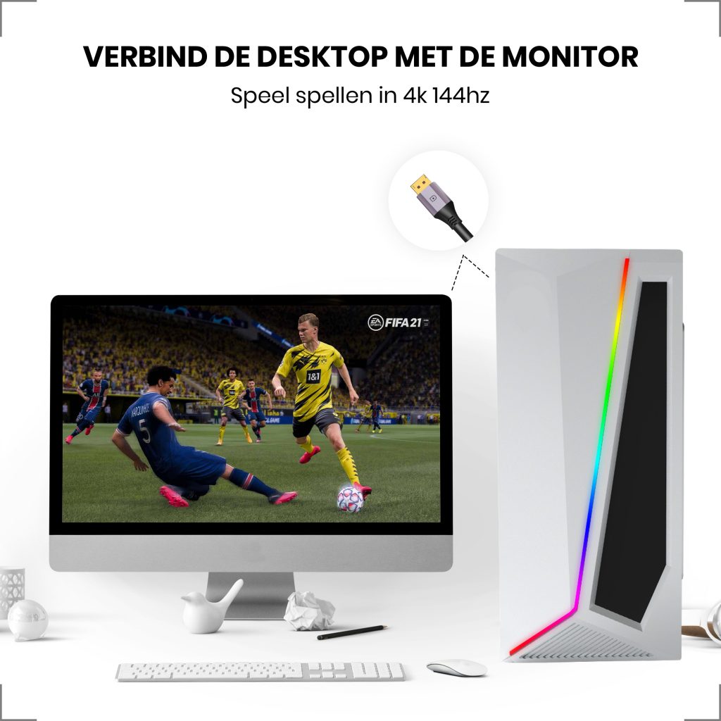 Displayport 1.4 Kabel Paars 1.5 meter – 8K 60Hz – 4K 144 HZ - 123laptophoezen.nl