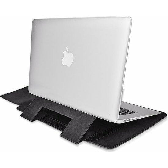 Laptophoes 13.3 Inch - Ergonomische Sleeve met Muismat - Zwart Leer - 123laptophoezen.nl