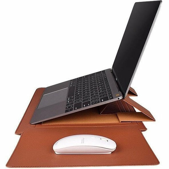 Laptophoes 13.3 Inch - Ergonomische Sleeve met Muismat - Bruin Leer - 123laptophoezen.nl