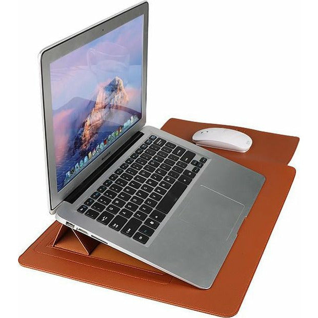 Laptophoes 14 inch - Ergonomische Sleeve met Muismat - Bruin Leer - 123laptophoezen.nl