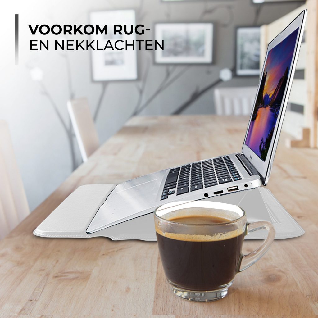 Laptophoes 13.3 Inch - Classic Ergonomische Sleeve - Wit Leer - 123laptophoezen.nl