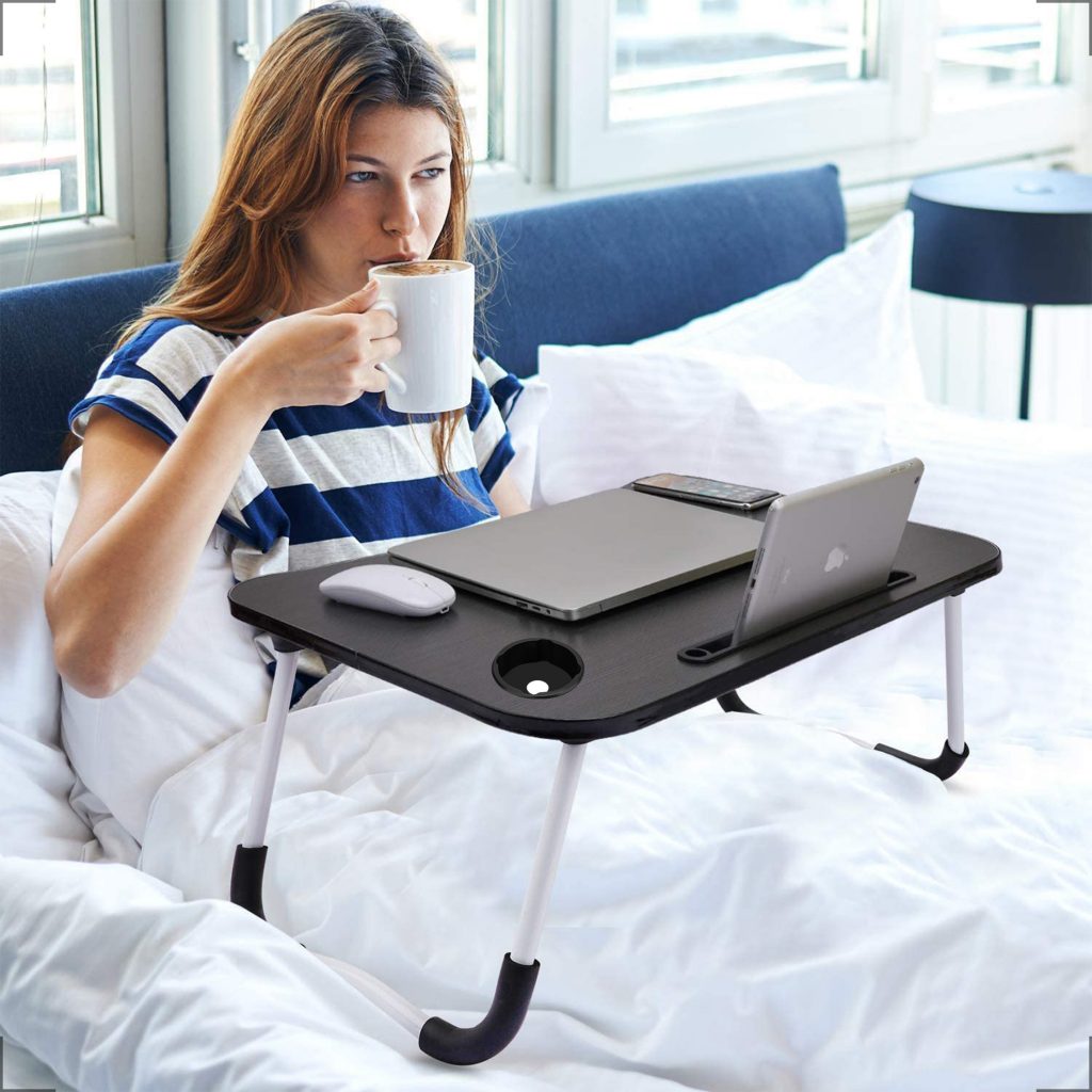 Laptoptafel MDF Hout - Bedtafel / Ontbijttafel - Zwart - 123laptophoezen.nl