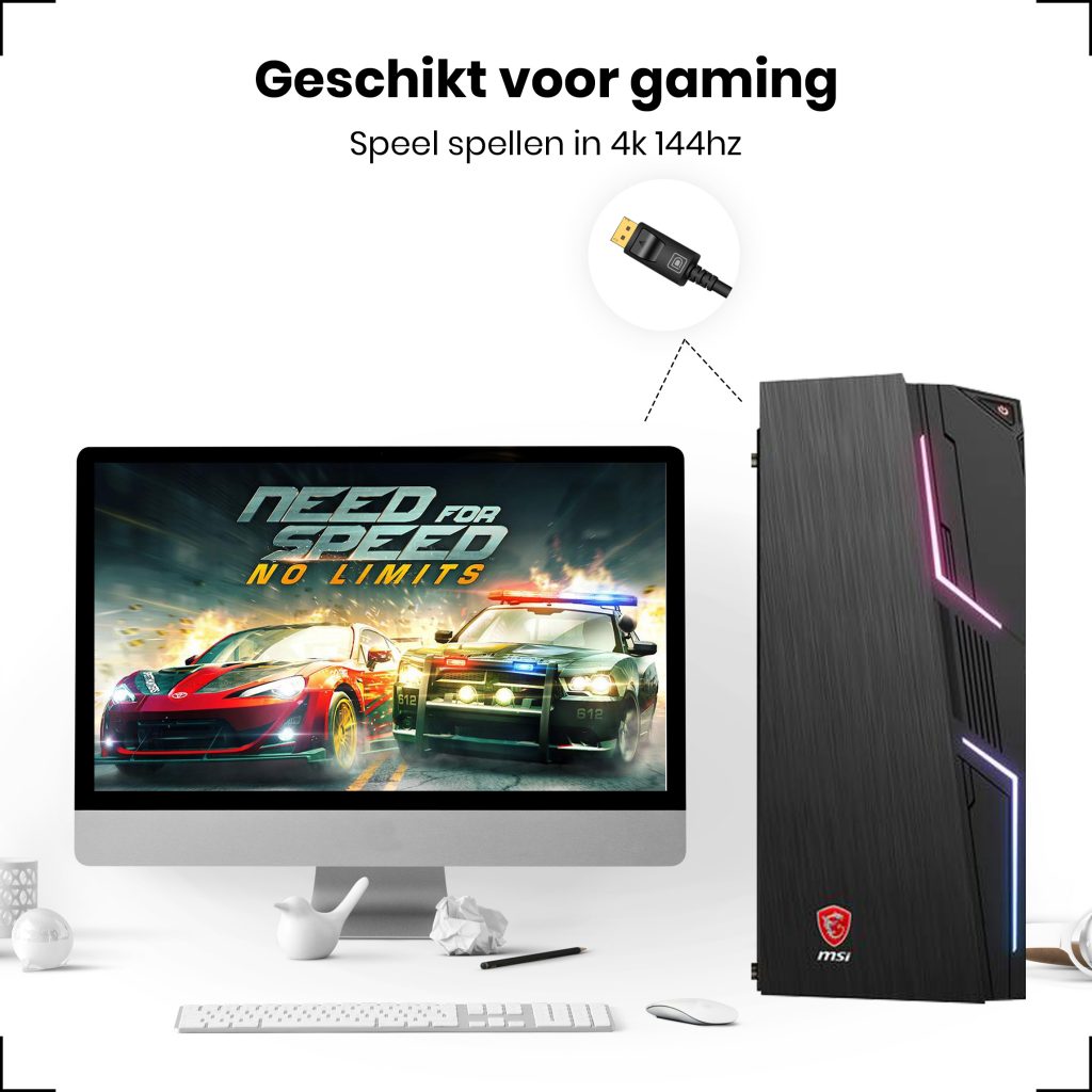 Displayport kabel 1.4 5 Meter – 8K 60Hz – 4K 144 Hz - 123laptophoezen.nl