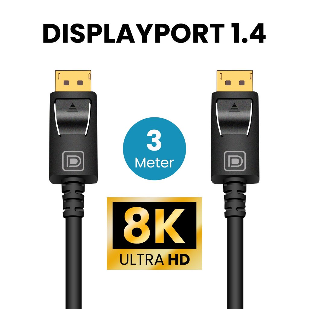 Displayport kabel 1.4 3 Meter – 8K 60Hz – 4K 144 Hz - 123laptophoezen.nl