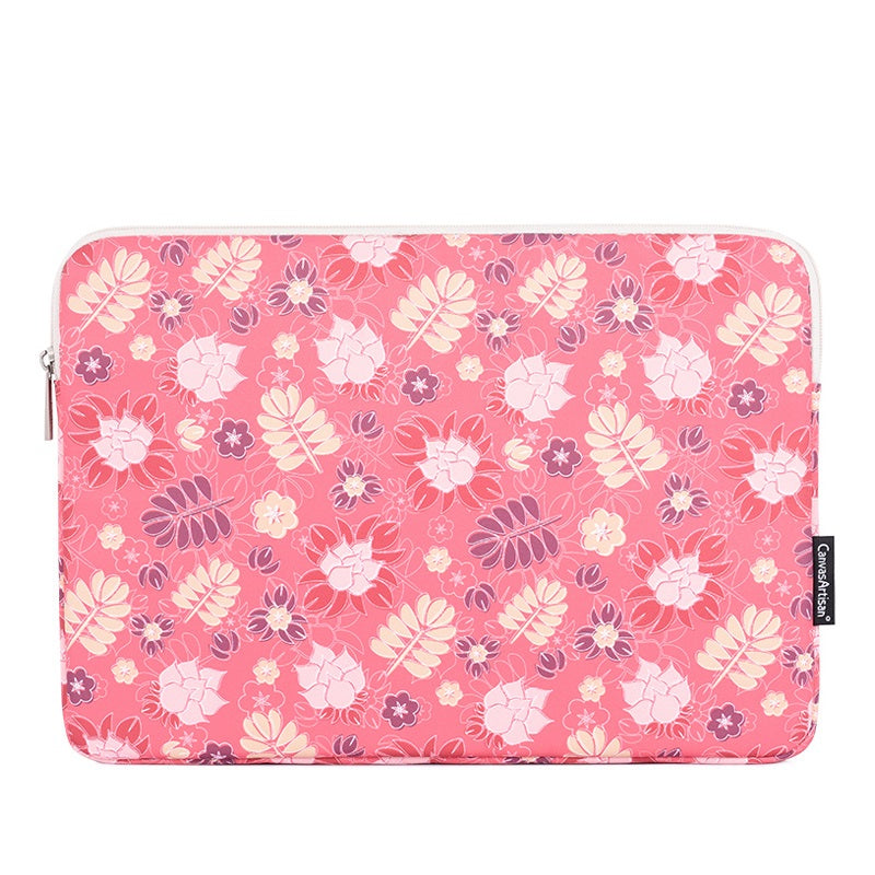 Laptophoes 13.3 Inch - GV Sleeve - Pink Leaves - 123laptophoezen.nl