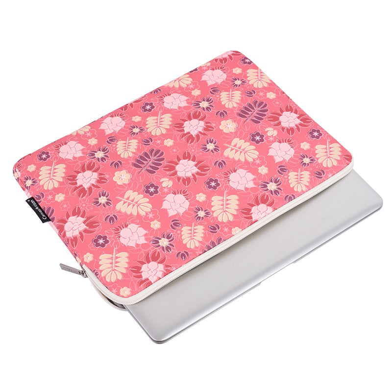 Laptophoes 13.3 Inch - GV Sleeve - Pink Leaves - 123laptophoezen.nl