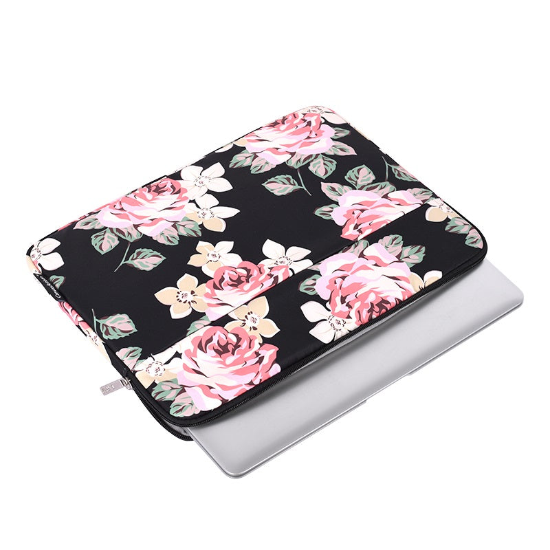 Laptophoes 13.3 Inch - Sleeve - Zwarte Roos - 123laptophoezen.nl