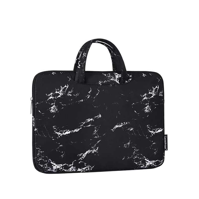 Laptophoes 13.3 Inch - Sleeve met Handvat - Zwart Marmer - 123laptophoezen.nl