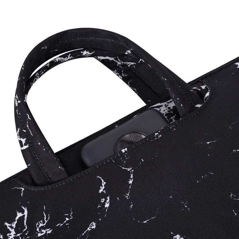 Laptophoes 13.3 Inch - Sleeve met Handvat - Zwart Marmer - 123laptophoezen.nl