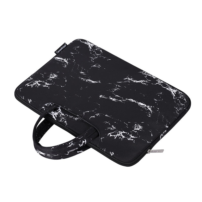 Laptophoes 13.3 Inch - Sleeve met Handvat - Zwart Marmer - 123laptophoezen.nl