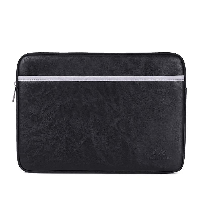 Laptophoes 13.3 Inch - PU Sleeve - Leer Zwart Wit - 123laptophoezen.nl