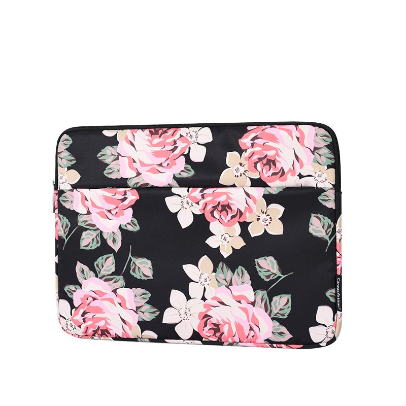 Laptophoes 13.3 Inch - Sleeve - Zwarte Roos - 123laptophoezen.nl
