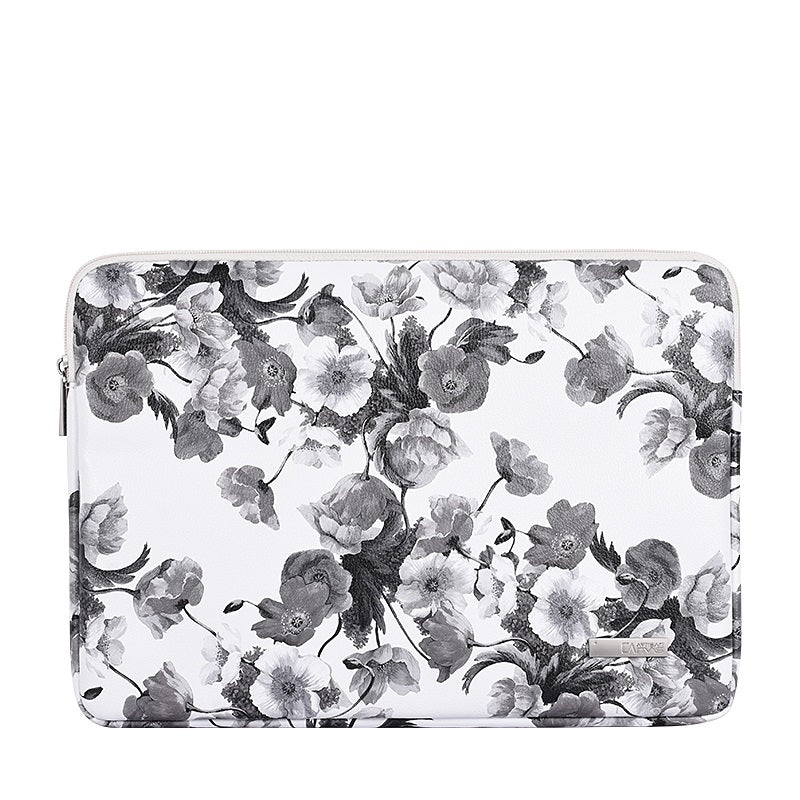 Laptophoes 13.3 Inch - GV Sleeve - Black White Rose - 123laptophoezen.nl