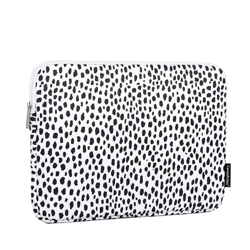 Laptophoes 15.6 Inch - GV Sleeve - Panterprint Wit - 123laptophoezen.nl