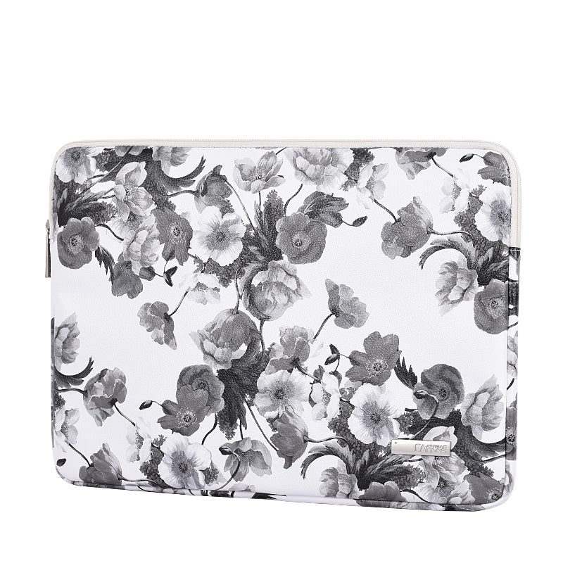Laptophoes 13.3 Inch - GV Sleeve - Black White Rose - 123laptophoezen.nl
