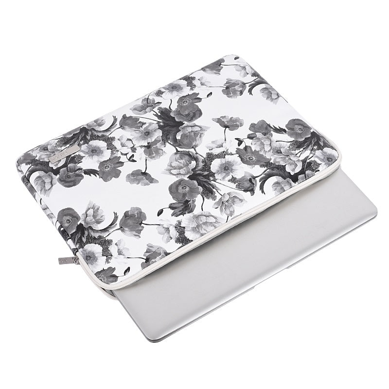 Laptophoes 13.3 Inch - GV Sleeve - Black White Rose - 123laptophoezen.nl