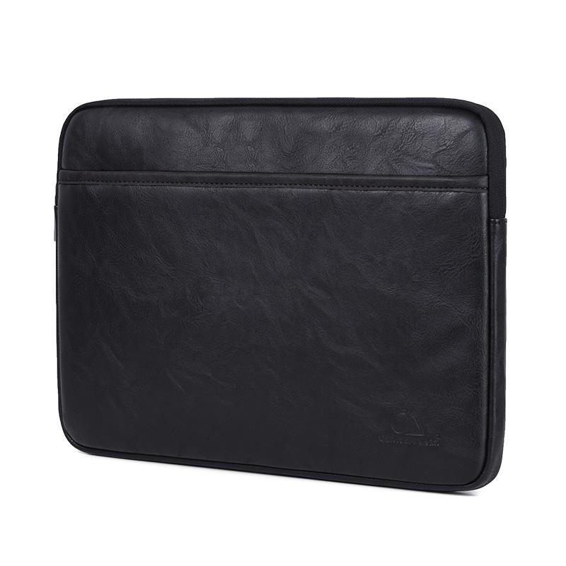 Laptophoes 13.3 Inch - PU Sleeve - Leer Zwart - 123laptophoezen.nl