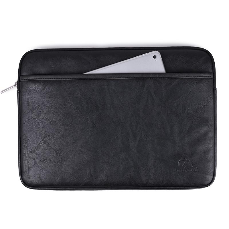 Laptophoes 13.3 Inch - PU Sleeve - Leer Zwart - 123laptophoezen.nl