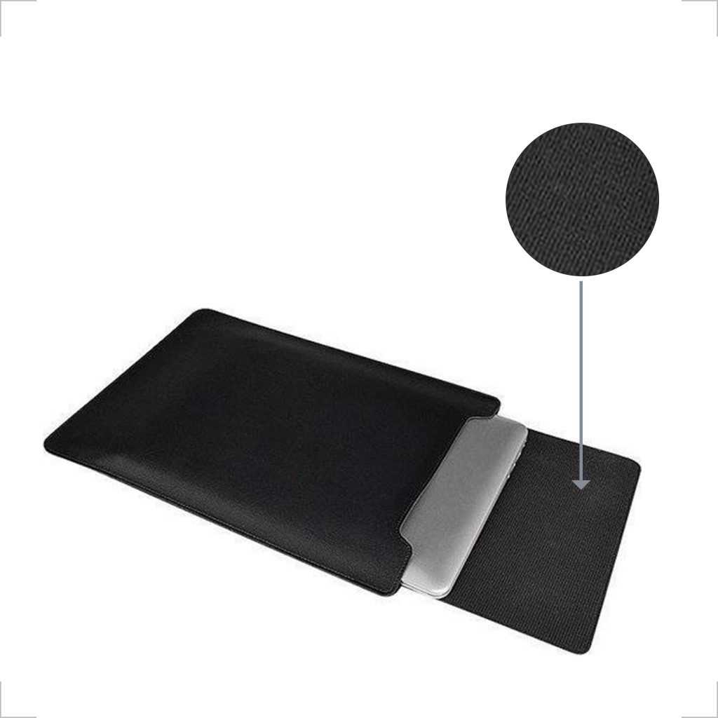 Laptophoes 13.3 Inch - Ergonomische Sleeve met Muismat - Zwart Leer - 123laptophoezen.nl