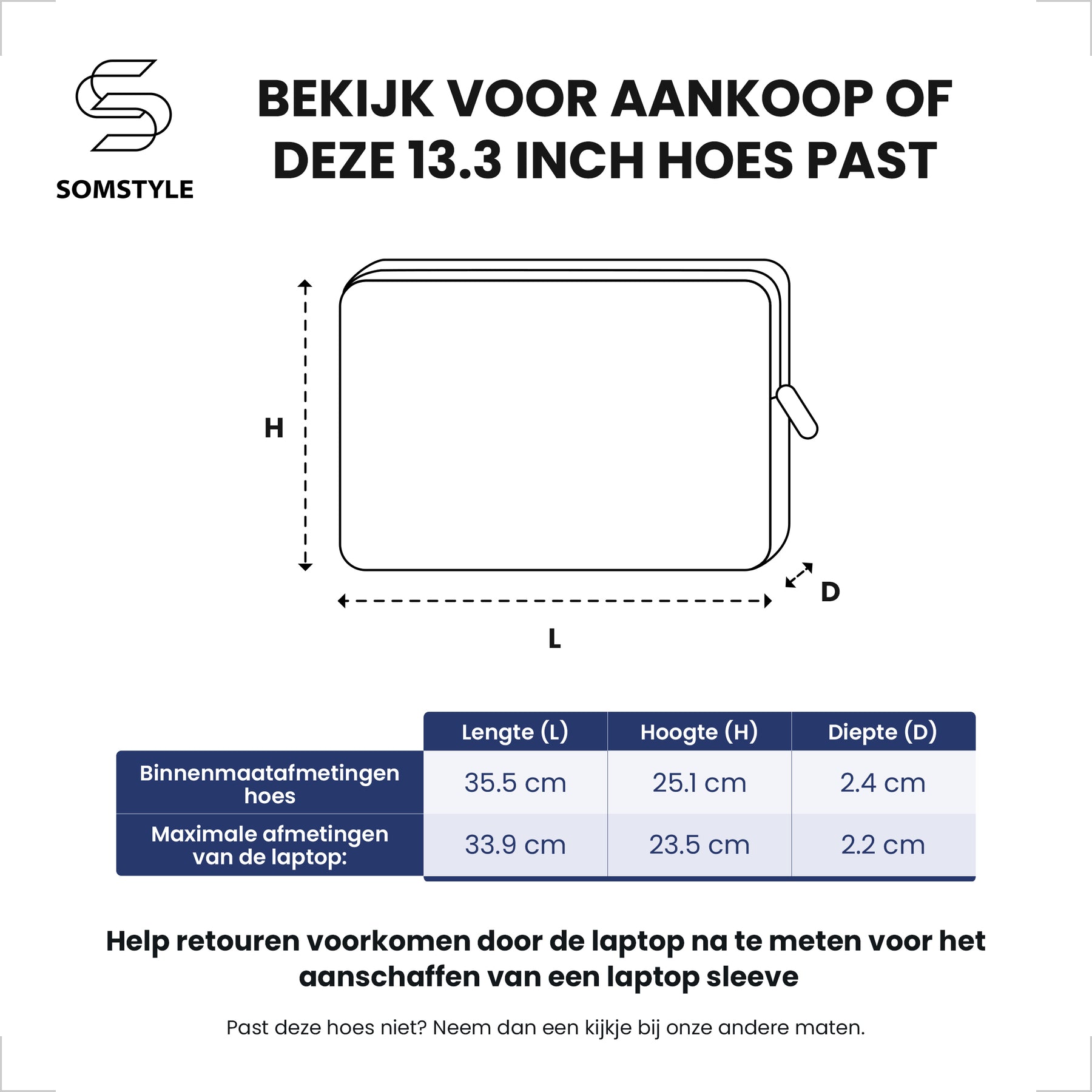 Laptophoes 13.3 Inch - GR Sleeve - Zwart