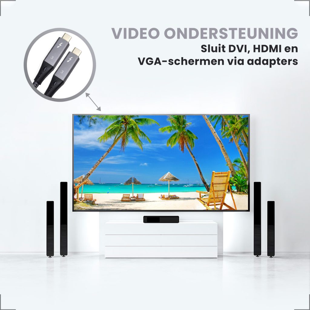 Thunderbolt 3 Kabel 1 Meter - USB-C naar USB-C - 123laptophoezen.nl
