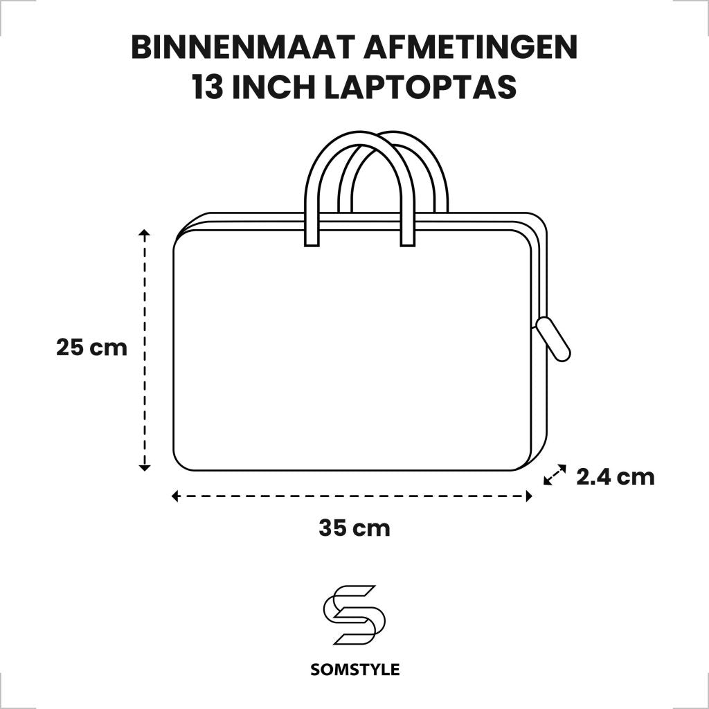 Laptophoes 13.3 Inch - Sleeve met Handvat - Zwart Marmer - 123laptophoezen.nl