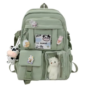 Popular Pink Purple Color Girls High School Student Backpack Bags without Any Accessory Version