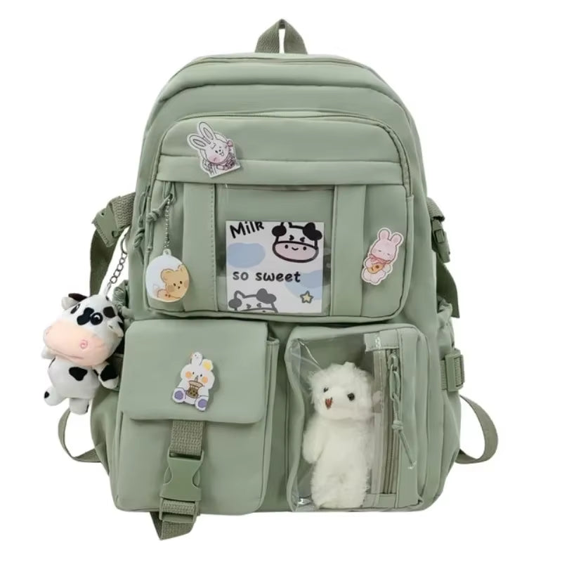 Popular Pink Purple Color Girls High School Student Backpack Bags without Any Accessory Version