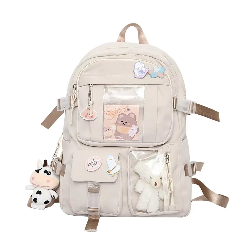 Popular Pink Purple Color Girls High School Student Backpack Bags without Any Accessory Version