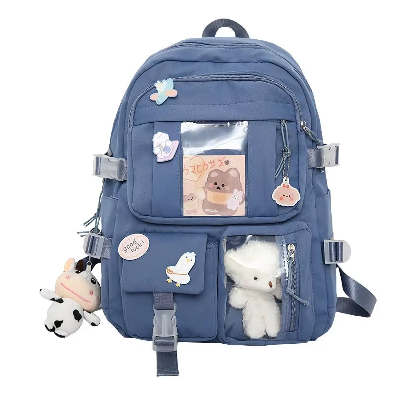 Popular Pink Purple Color Girls High School Student Backpack Bags without Any Accessory Version
