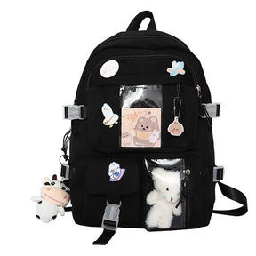 Popular Pink Purple Color Girls High School Student Backpack Bags without Any Accessory Version