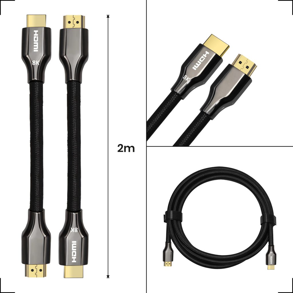 HDMI 2.1 Ultra High Speed Kabel 2 Meter – Nylon - 123laptophoezen.nl