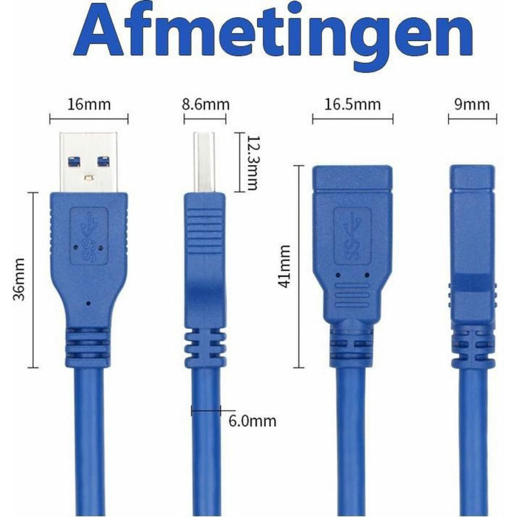 Somstyle USB 3.0 Verlengkabel - 3 Meter - 123laptophoezen.nl