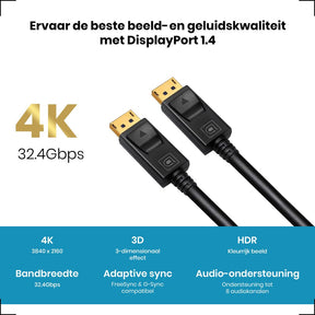 Displayport kabel 1.4 3 Meter – 8K 60Hz – 4K 144 Hz - 123laptophoezen.nl