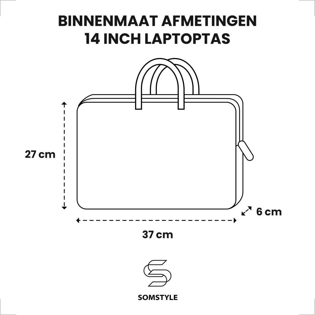 Laptoptas 14 inch - Sleeve - Laptophoes - Donkergrijs - 123laptophoezen.nl