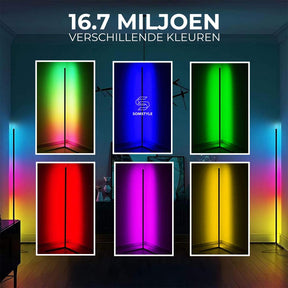 Somstyle® Vloerlamp LED – Hoeklamp – RGB Verlichting – Afstandsbediening – Industriële Sfeerlamp - 123laptophoezen.nl
