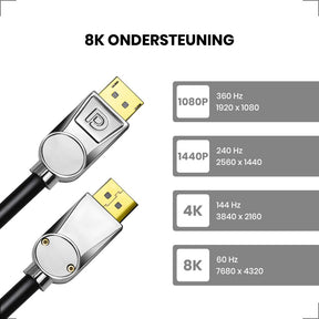 Displayport 1.4 Kabel Zilver 2 Meter – 8K 60Hz – 4K 144 Hz - 123laptophoezen.nl