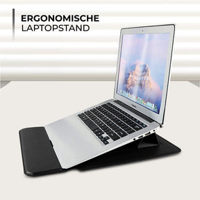 Laptophoes 13.3 Inch - Classic Ergonomische Sleeve - Zwart Leer - 123laptophoezen.nl