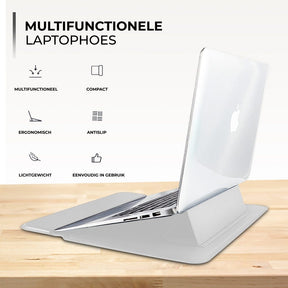 Laptophoes 14 inch - Classic Ergonomische Sleeve - Wit Leer - 123laptophoezen.nl