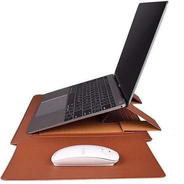 Laptophoes 14 inch - Ergonomische Sleeve met Muismat - Bruin Leer - 123laptophoezen.nl