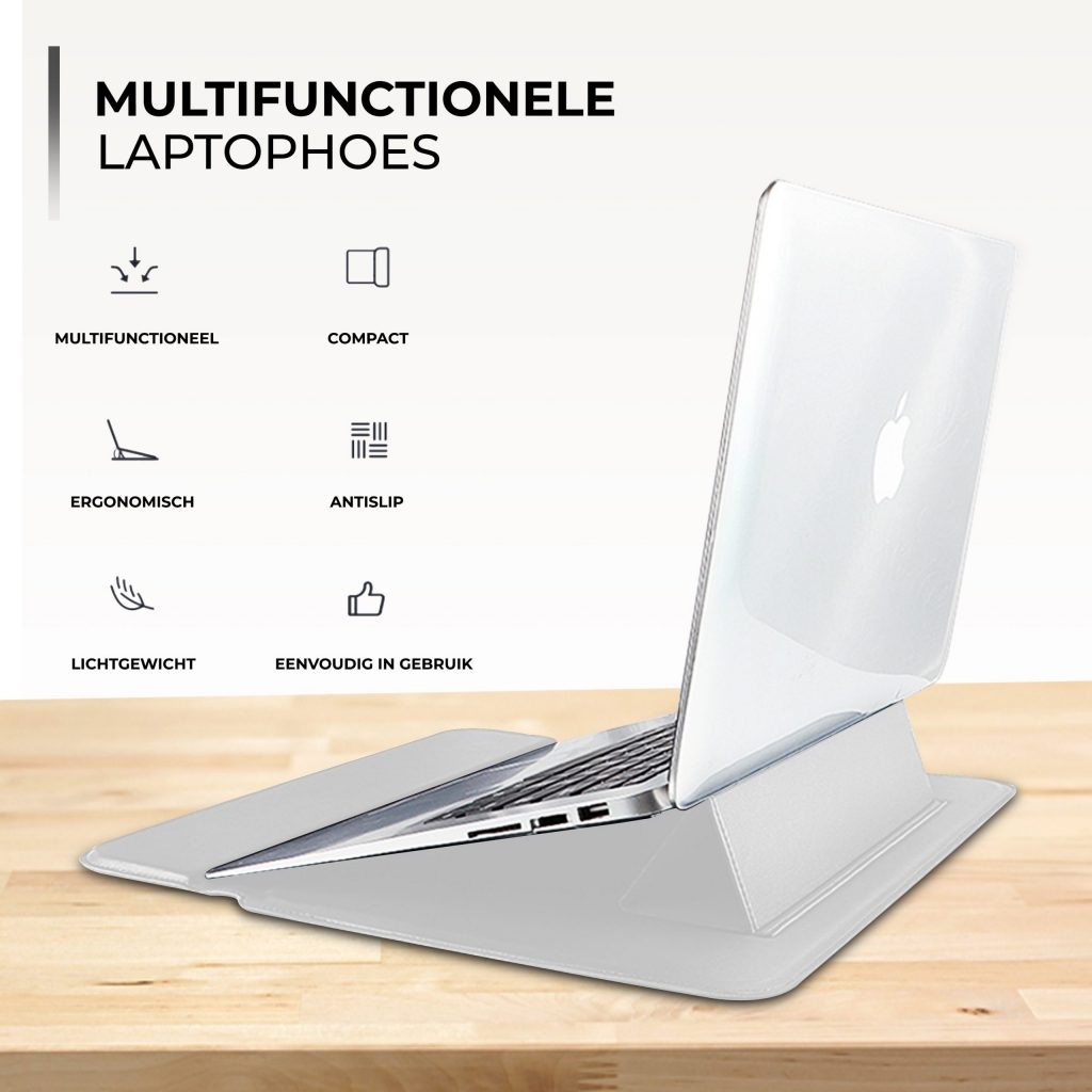 Laptophoes 13.3 Inch - Classic Ergonomische Sleeve - Wit Leer - 123laptophoezen.nl