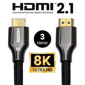 HDMI 2.1 Ultra High Speed Kabel 3 meter – Nylon - 123laptophoezen.nl
