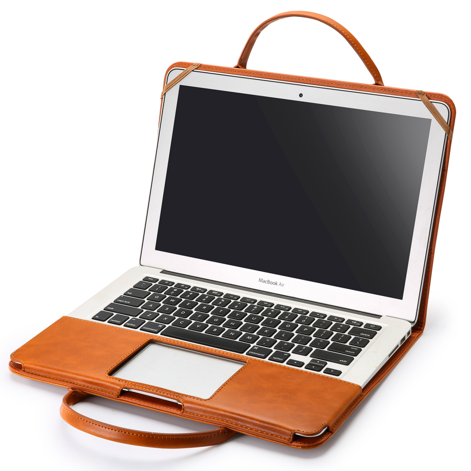 Laptophoes voor Macbook A1466 & A1369 - 13 Inch Air 2014/2015 - Bruin Leer - 123laptophoezen.nl