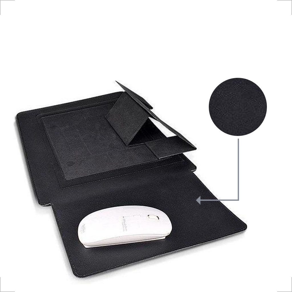Laptophoes 14 inch - Ergonomische Sleeve met Muismat - Zwart Leer - 123laptophoezen.nl